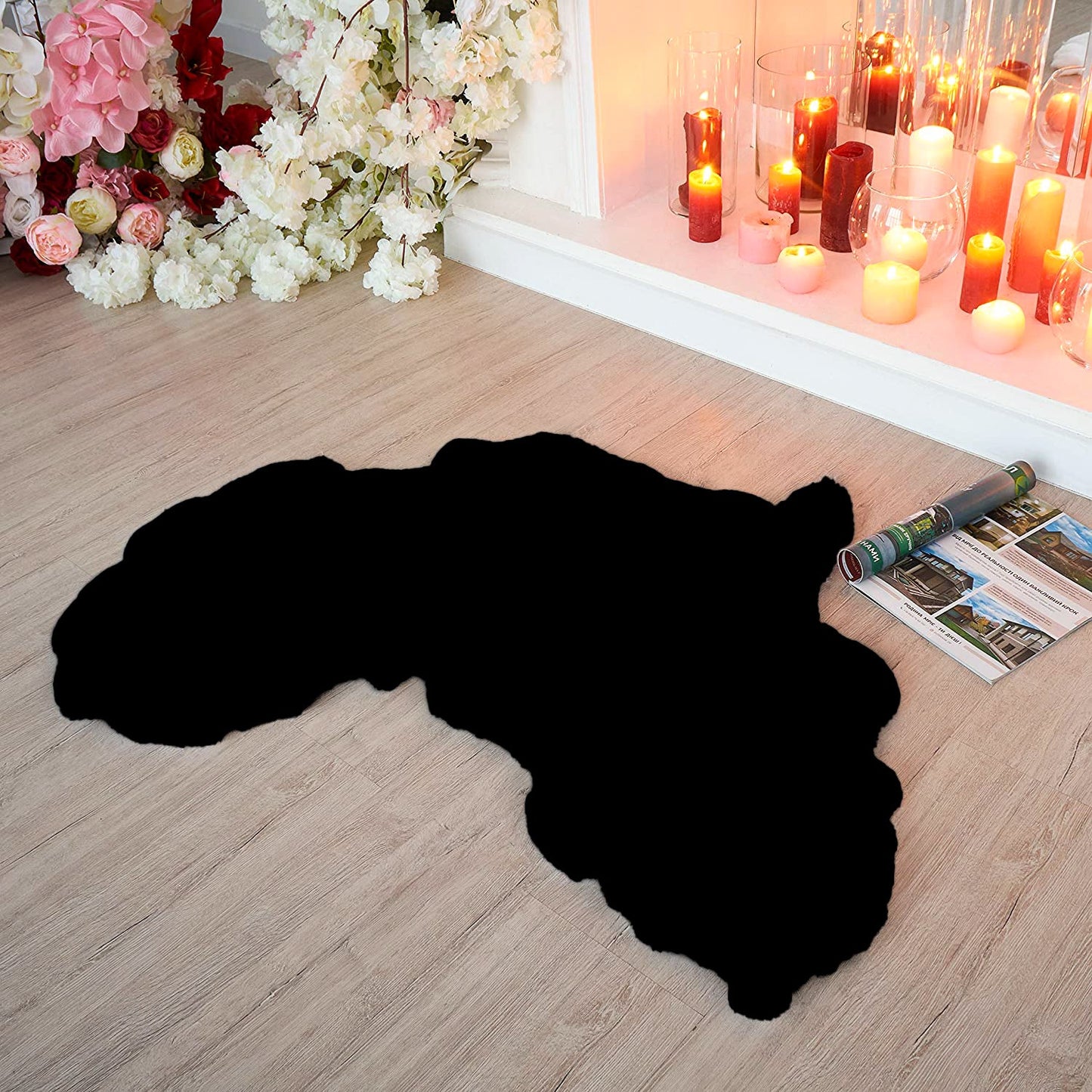 Black Map of Africa Luxurious Faux Fur Rug/Throw