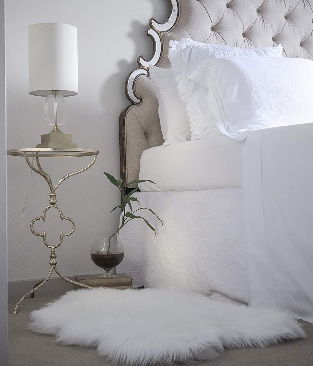 White Faux Sheepskin Fur Area Rug