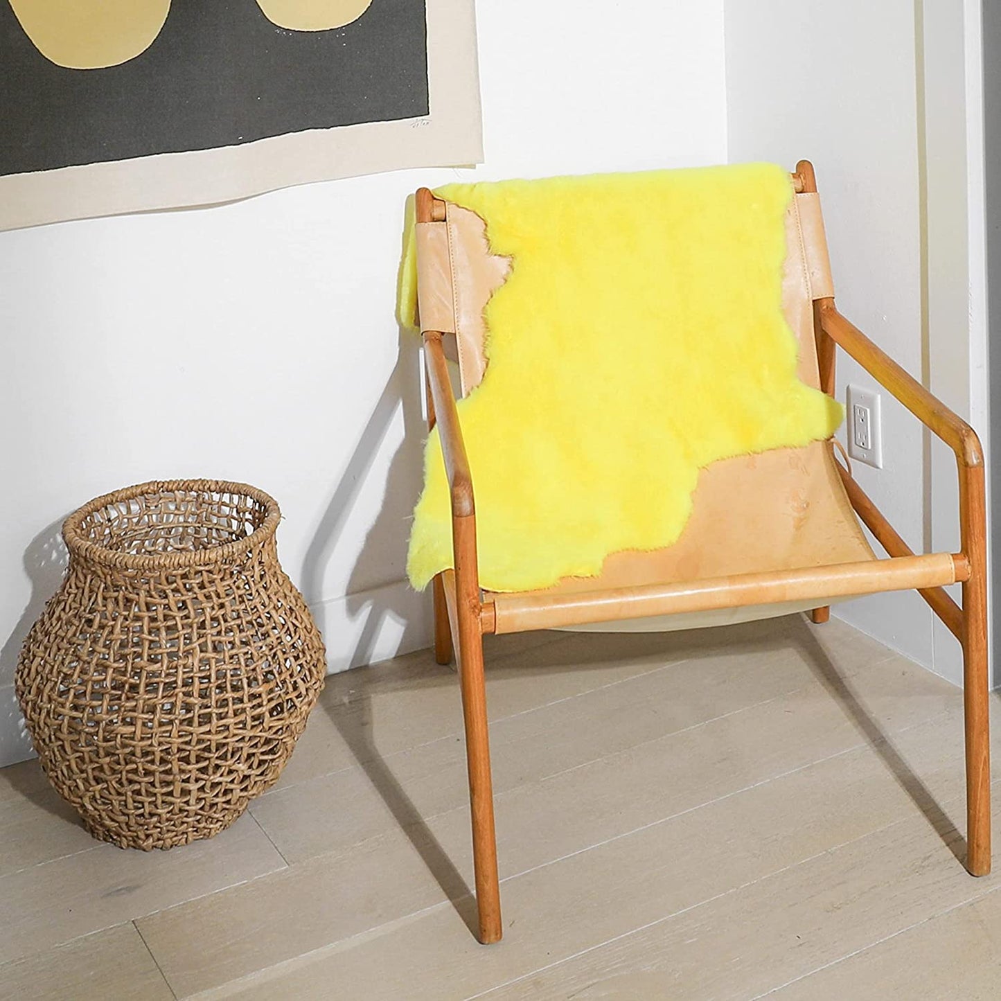 Yellow Map of Africa Luxurious Faux Fur Rug/Throw