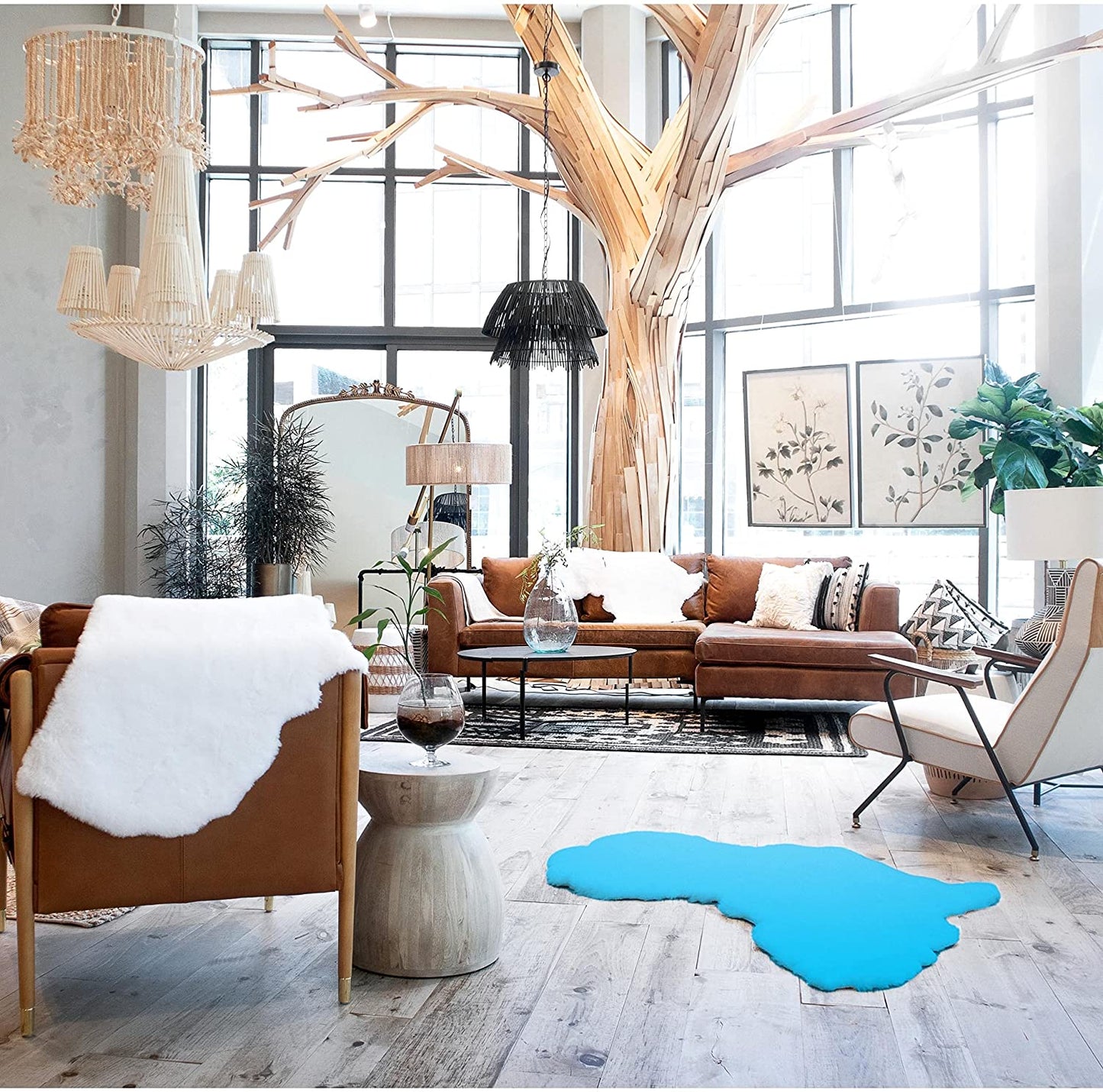 Blue Map of Africa Luxurious Faux Fur Rug/Throw
