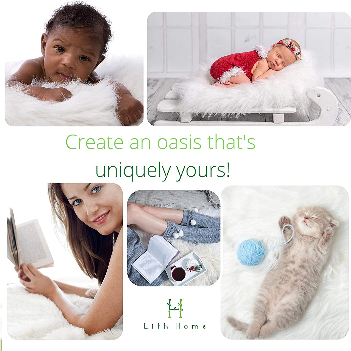 White Faux Sheepskin Fur Area Rug