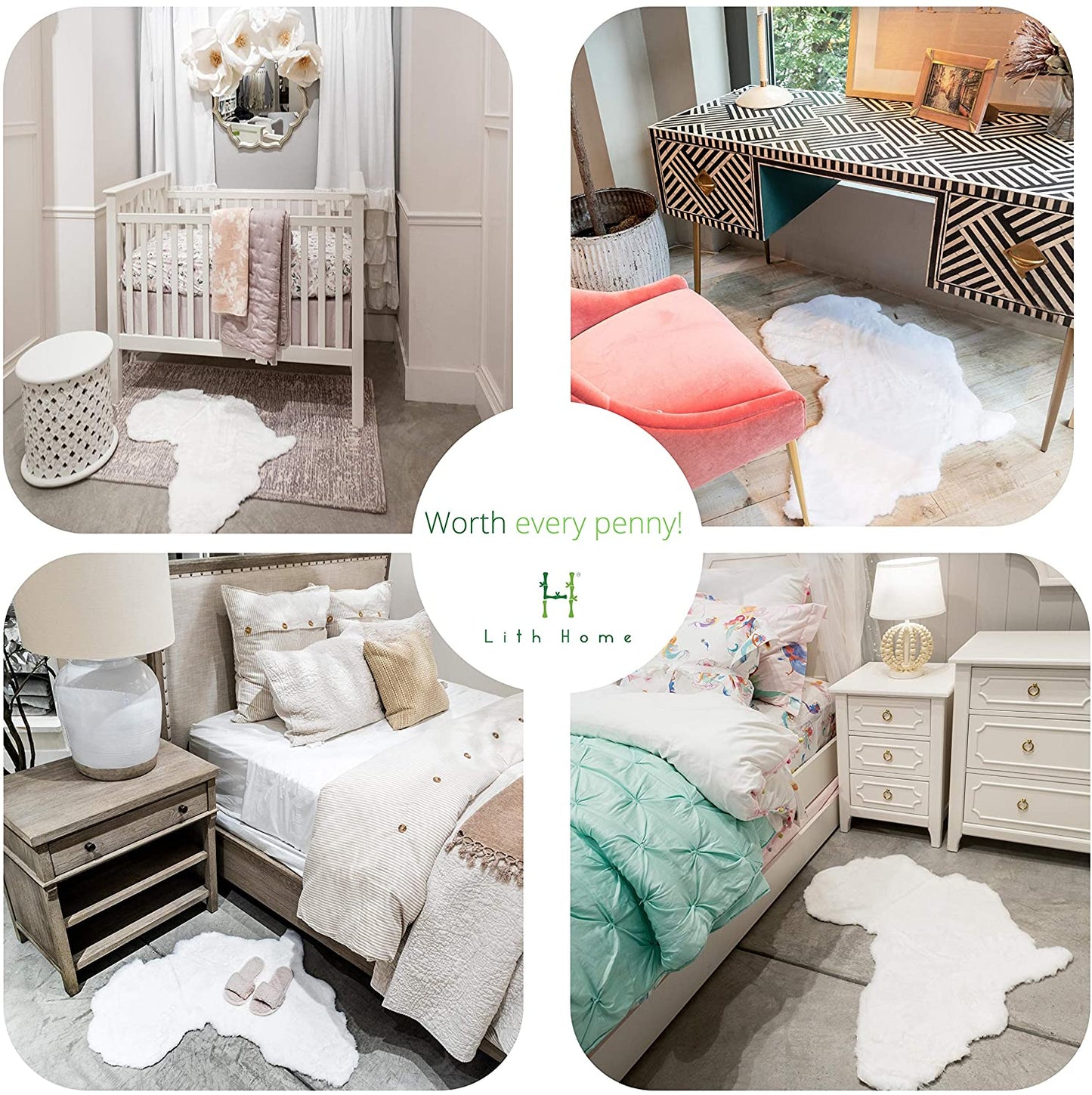 White Map of Africa Luxurious Faux Fur Rug/Throw