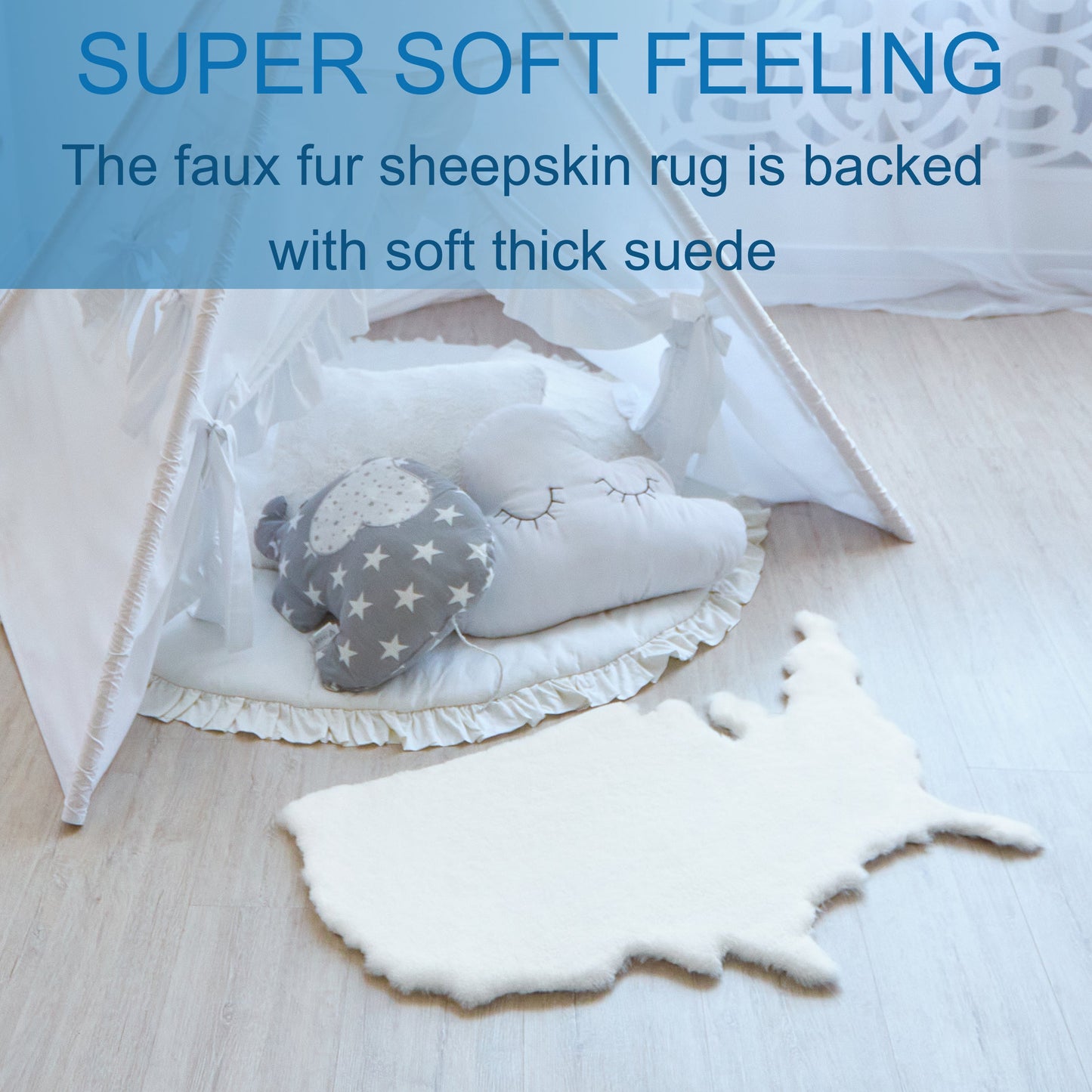 Map of America Luxurious Faux Fur Rug/Throw