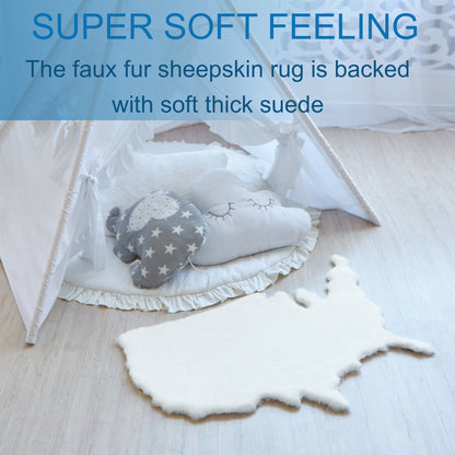 Map of America Luxurious Faux Fur Rug/Throw