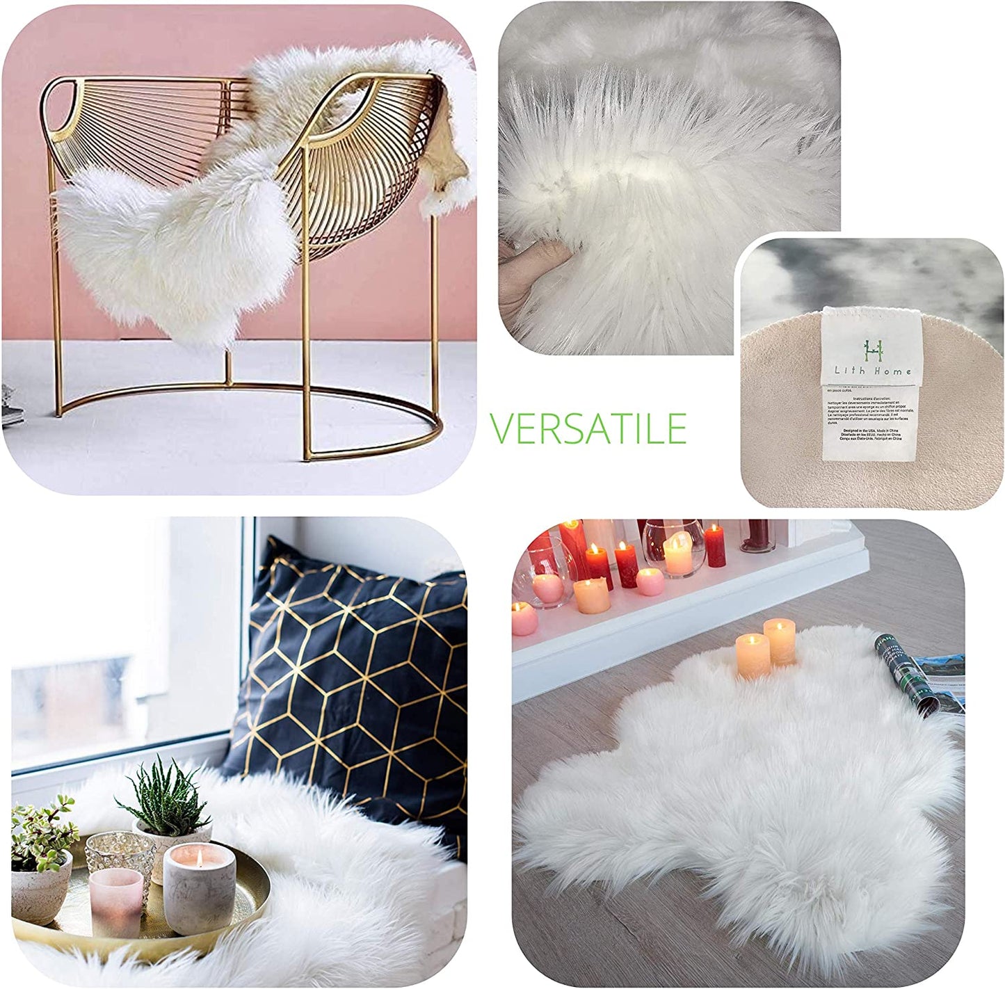White Faux Sheepskin Fur Area Rug