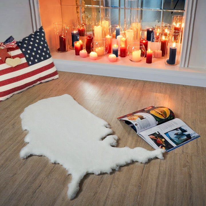 Map of America Luxurious Faux Fur Rug/Throw
