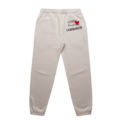 Unapologetic Fierce and Fearless sweatpants in bone color.