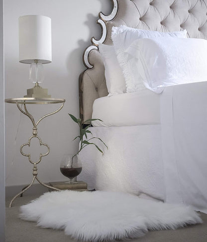 White Faux Sheepskin Fur Area Rug