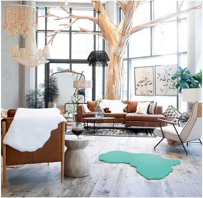 Teal / Turquoise Map of Africa Luxurious Faux Fur Rug/Throw