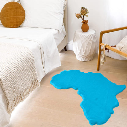 Blue Map of Africa Luxurious Faux Fur Rug/Throw