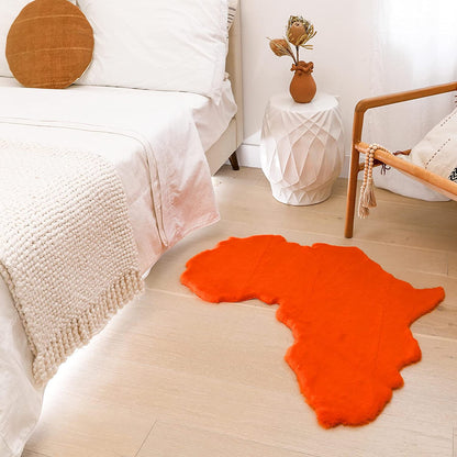 Orange Map of Africa Luxurious Faux Fur Rug/Throw