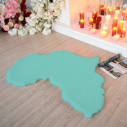 Teal / Turquoise Map of Africa Luxurious Faux Fur Rug/Throw