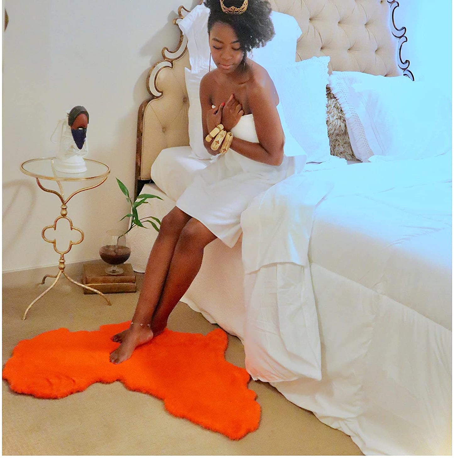 Orange Map of Africa Luxurious Faux Fur Rug/Throw