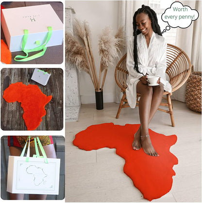 Orange Map of Africa Luxurious Faux Fur Rug/Throw