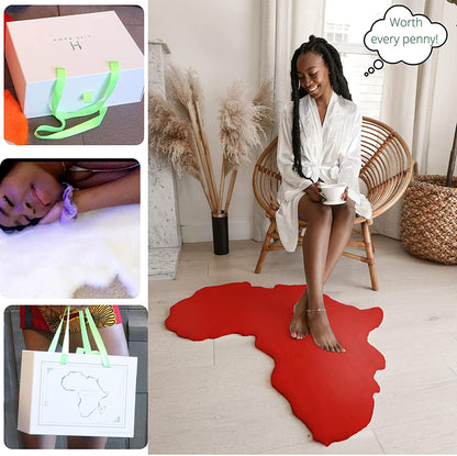 Red Map of Africa Luxurious Faux Fur Rug/Throw