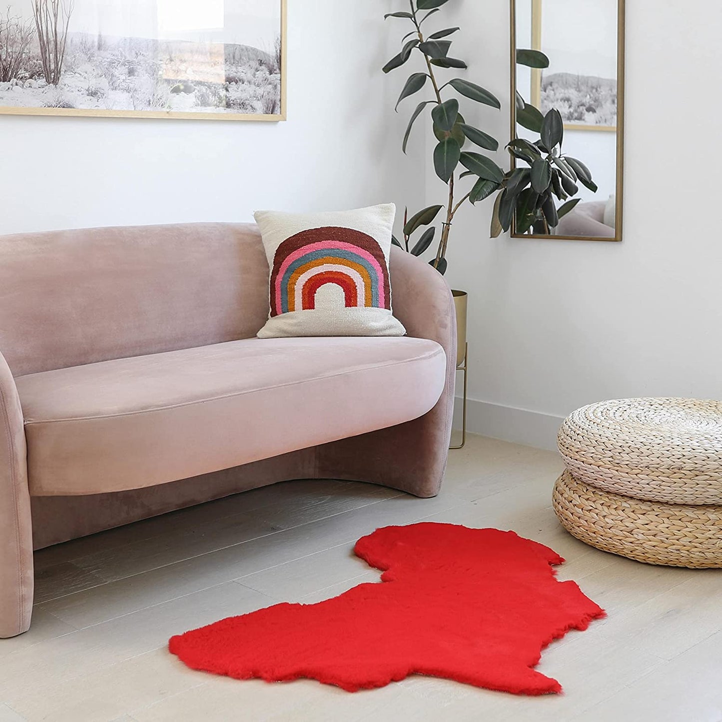 Red Map of Africa Luxurious Faux Fur Rug/Throw