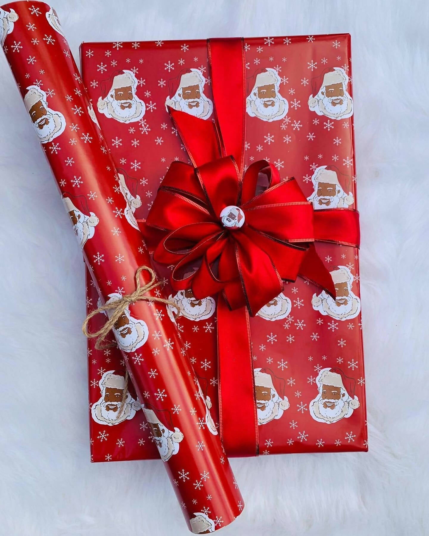 Black Santa Wrapping Paper (Set of 5 Sheets)